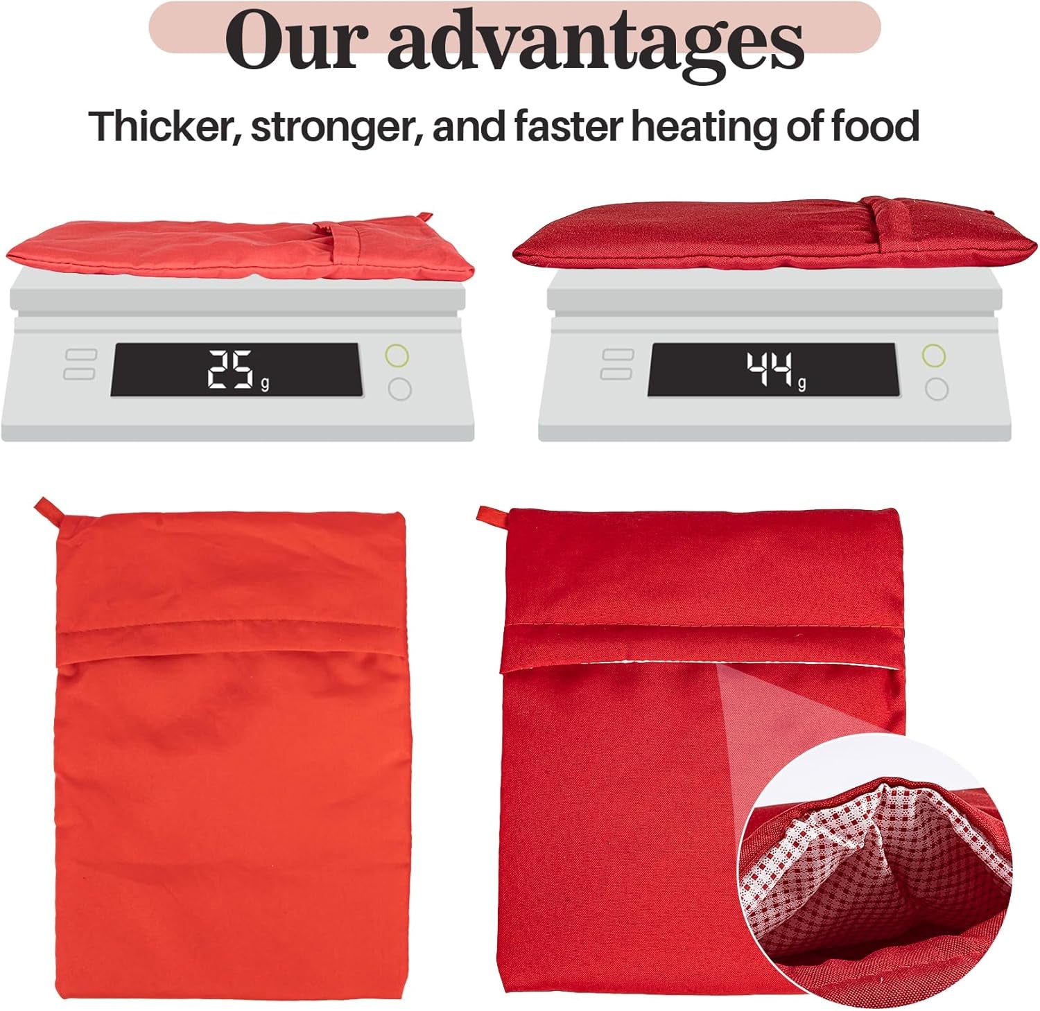 2 Baked Potato Microwave Bag - 44G Thickened Potato Bag for Microwave Small Red Potatoes Baker Baking Pouches Cooking Bags