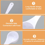 200 Pcs Teaspoon Measuring Spoons Bulk Reusable Plastic Scoop Measuring Spoons Long Handle Plastic Scoop for Cosmetics Coffee Sugar Spices Protein((5 Ml / 5 Cc/ 1 Tsp)