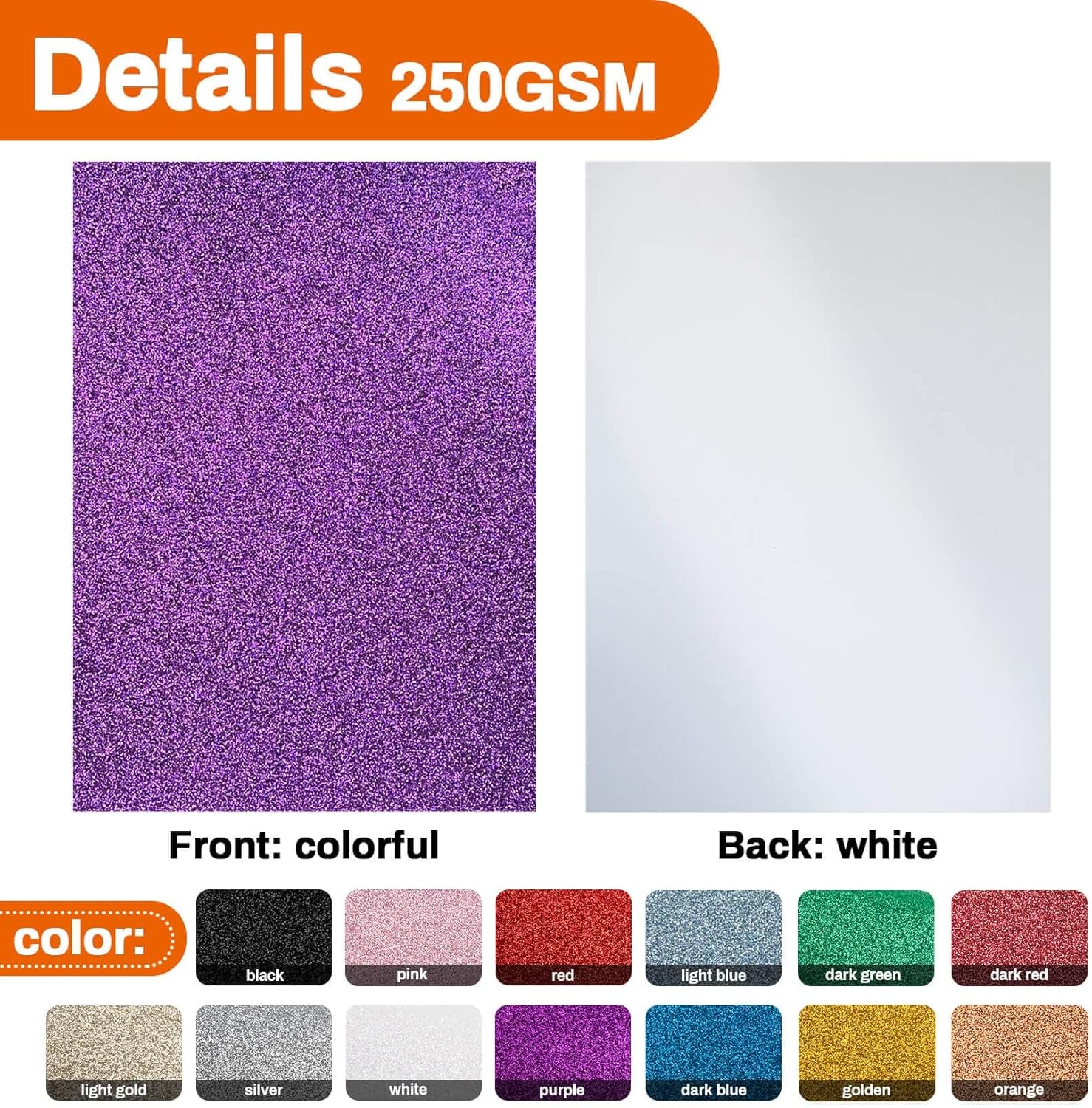 13Pcs Glitter Cardstock Paper - Glitter Cardstock Paper A4 Thick Colored Craft Halloween Christmas Valentines Gift Box Wrapping DIY Wedding Birthday Party Sparkle Decor Scrapbook 13 Colors 250GSM