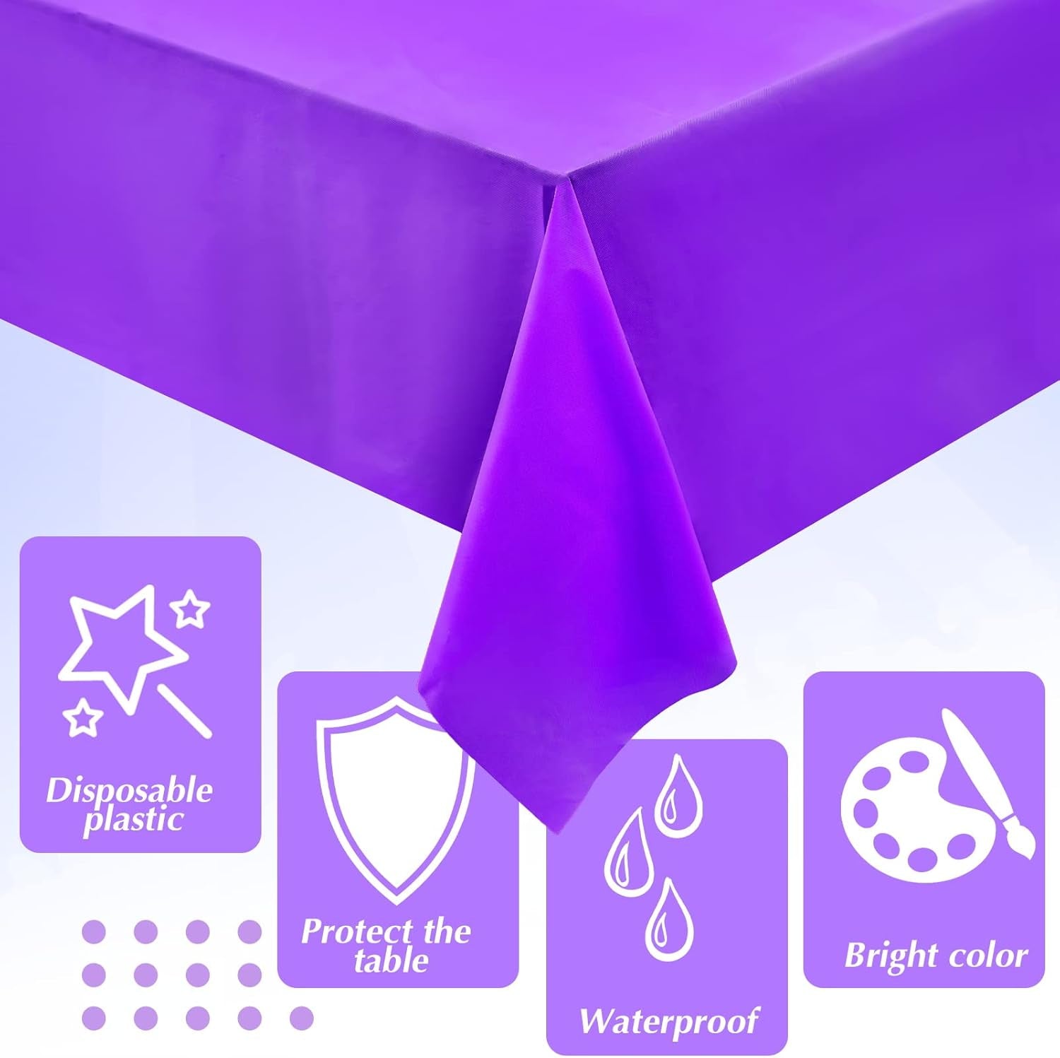 12 Pcs Mermaid Tablecloth 54" X 108" Disposable Blue Purple Princess Tablecloths Plastic Tablecloth Colorful Rectangle Table for Girl Birthday, Baby Shower, Ocean Theme and Wedding Party Decor