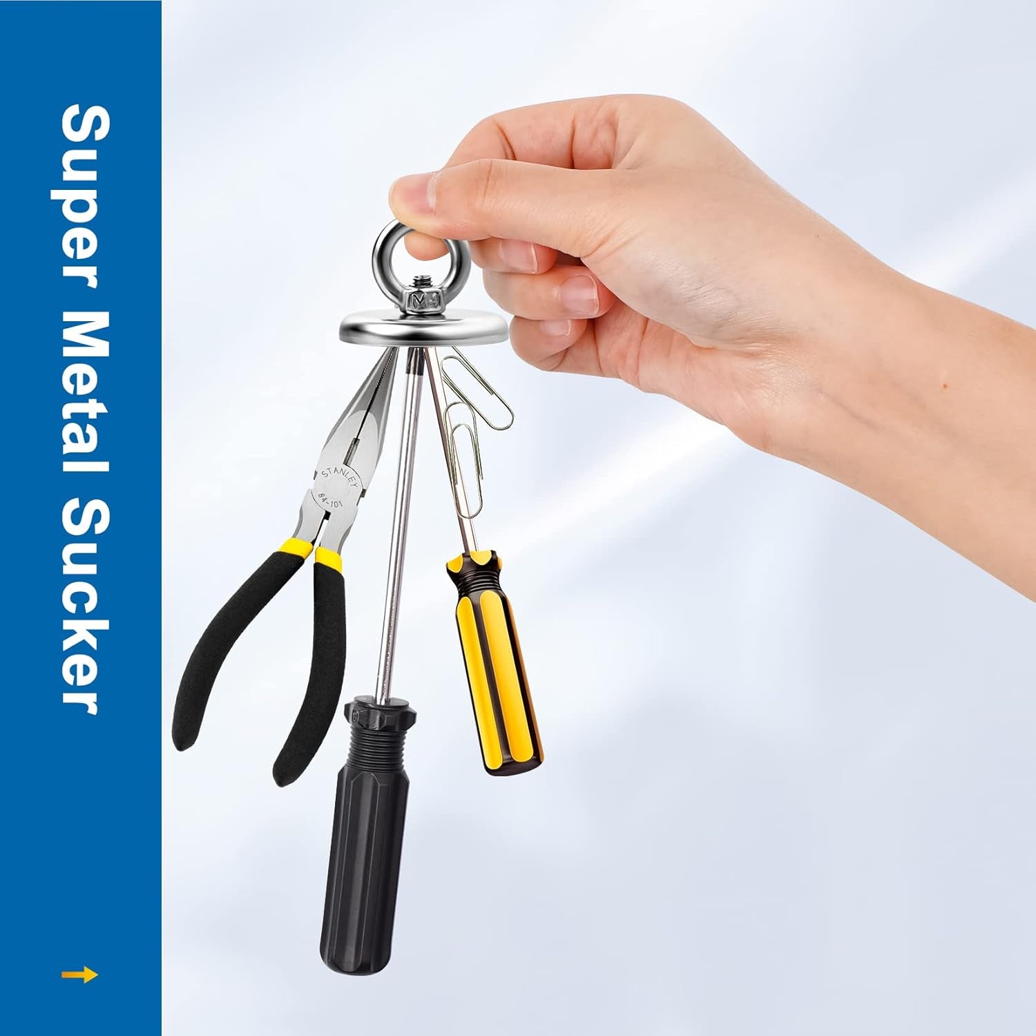 100 LBS Strong Magnetic Hooks, 10 Pack Magnet Hooks Rare Earth Neodymium Fishing Magnets with Countersunk Hole Eyebolt, Heavy Duty Magnet Hooks for Cruise, Home, Workplace, Garage, and Kitchen