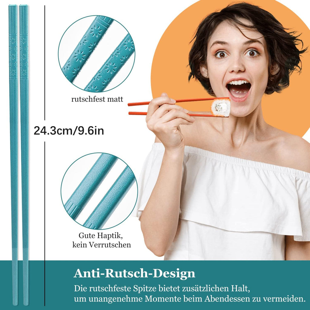 10 Pairs Fiberglass Chopsticks, Chopsticks Reusable,Chop Sticks Reusable Dishwasher Safe (COLOR)