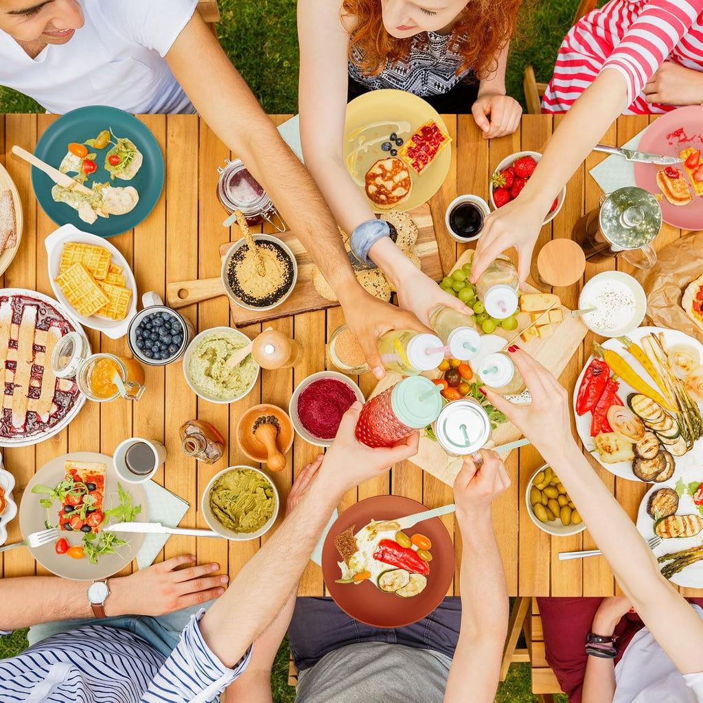 12 PCS Plastic Wheat Straw Plates, 9 Inch Unbreakable Kids Plate Deep Dinner Plates- Microwave and Dishwasher Safe Plate for RV, Traveling, Camper, Picnics, 8 Colors