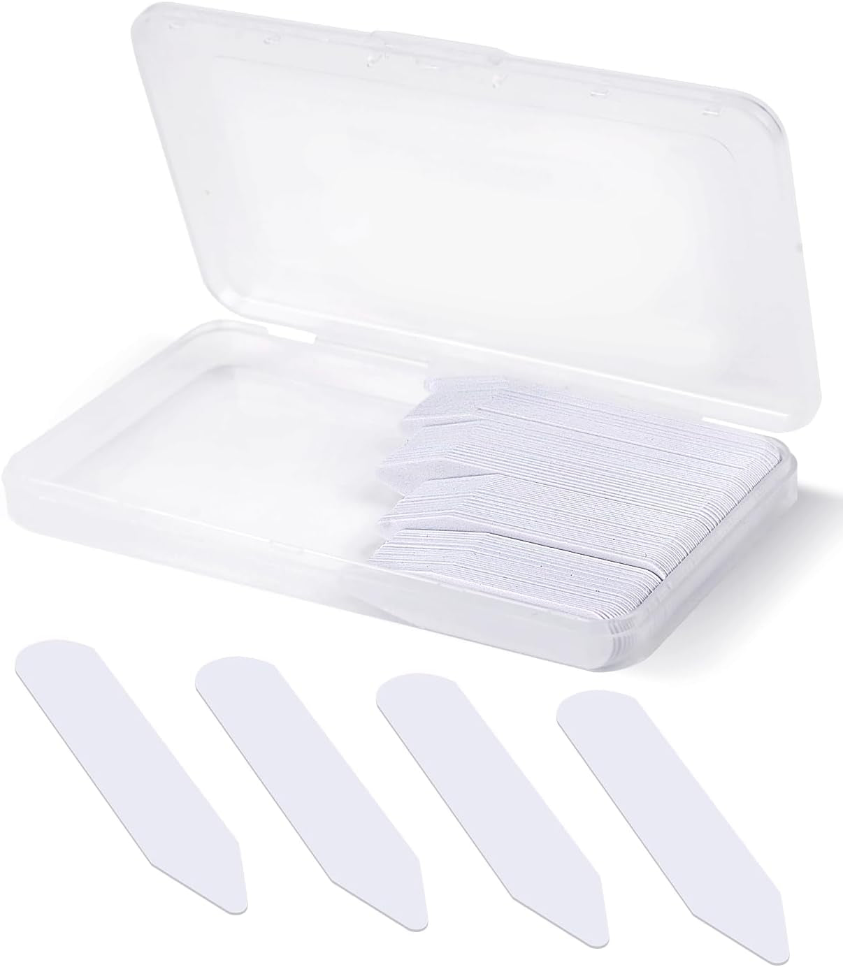 112P Dress Shirt Collar Inserts, White Plastic Collar Stays with Storage Holder, 4 Assorted Sizes Invisible Collar Stiffeners for Men(2", 2.2", 2.5", 2.7")