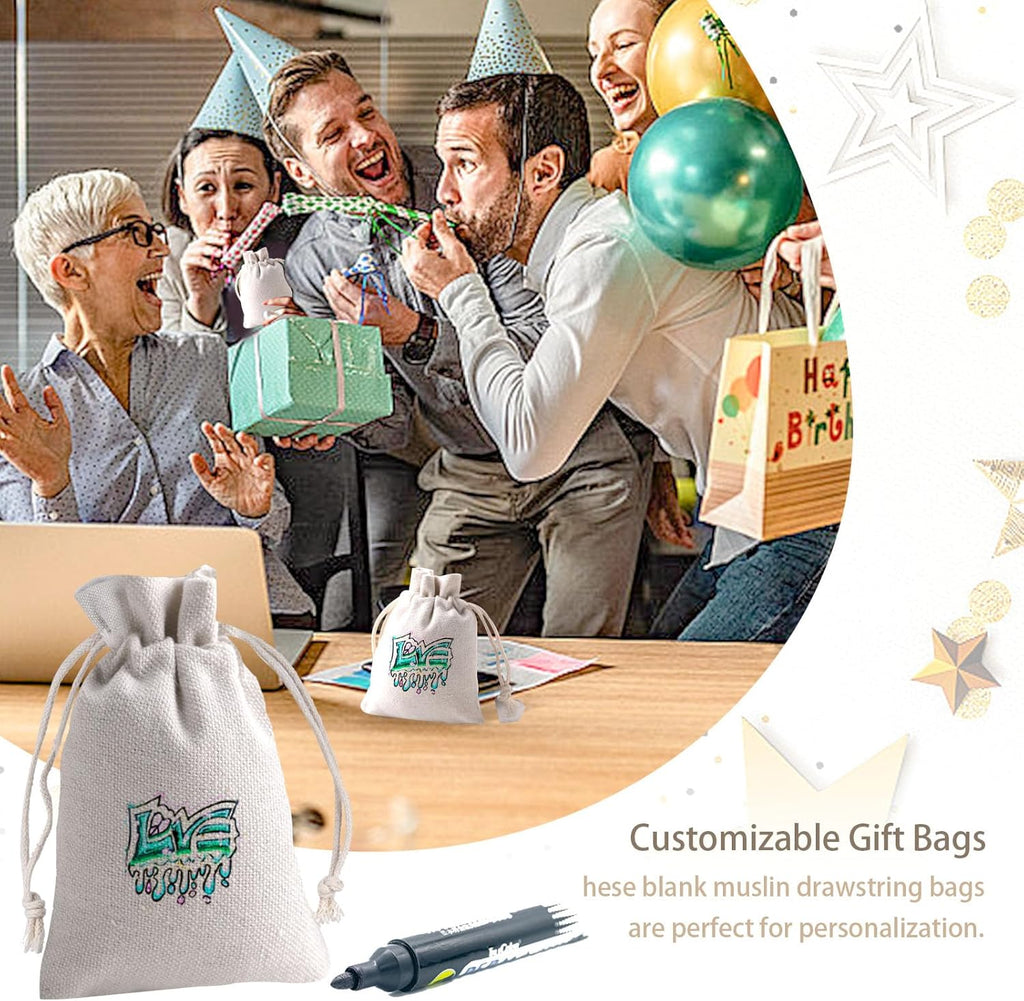 26 Pack Canvas Drawstring Pouch Bags, 3X4 Inch Reusable Coffee Tea Bags for Party Wedding Favors, Home Kitchen Bulk Supplies