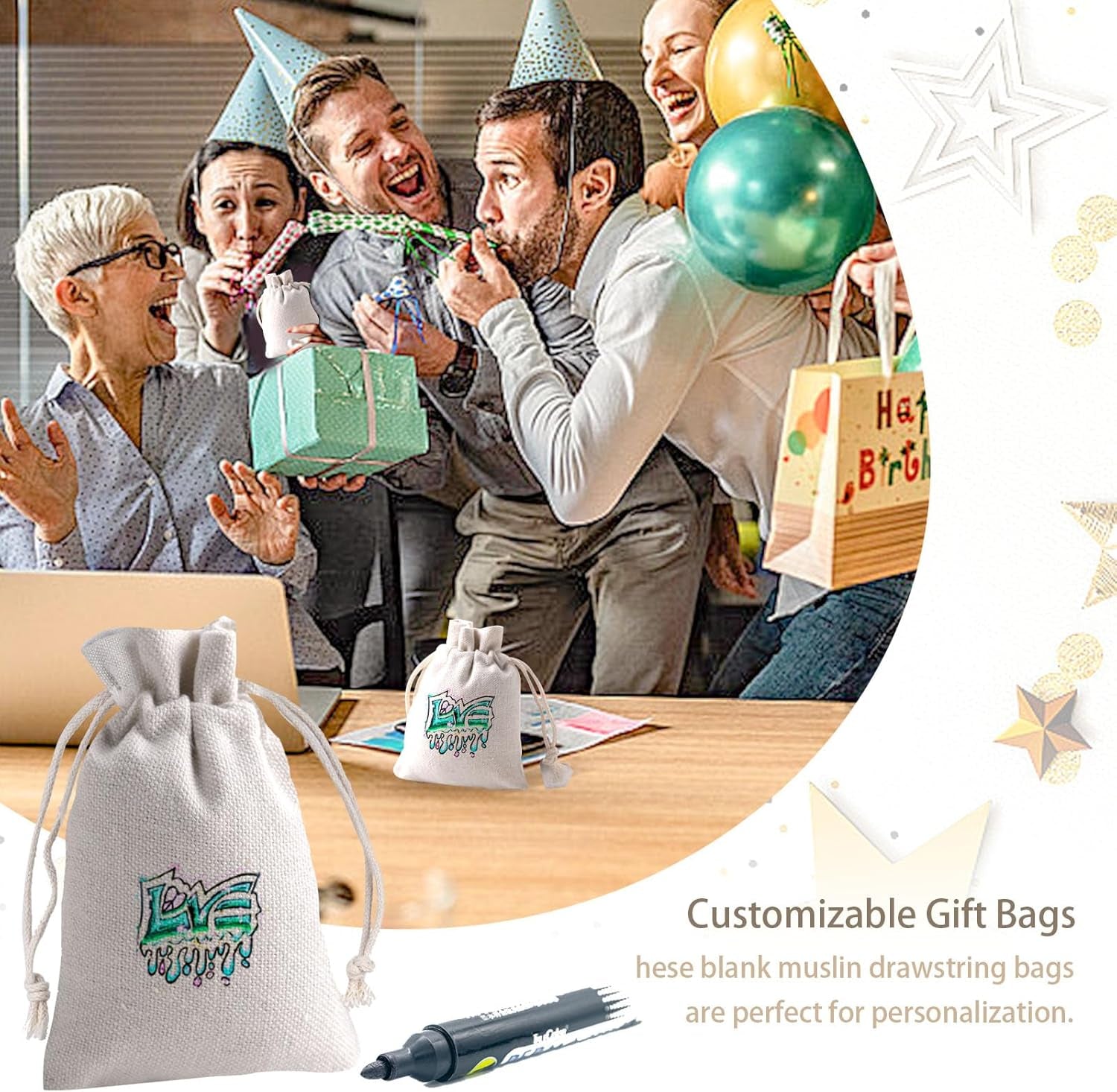 26 Pack Canvas Drawstring Pouch Bags, 3X4 Inch Reusable Coffee Tea Bags for Party Wedding Favors, Home Kitchen Bulk Supplies