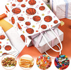 16 Pack Gift Bags, 5.5" X 2.8" X 8" Basketball Party Favor Bags with Handles for Sports Theme Birthday Party Supplies