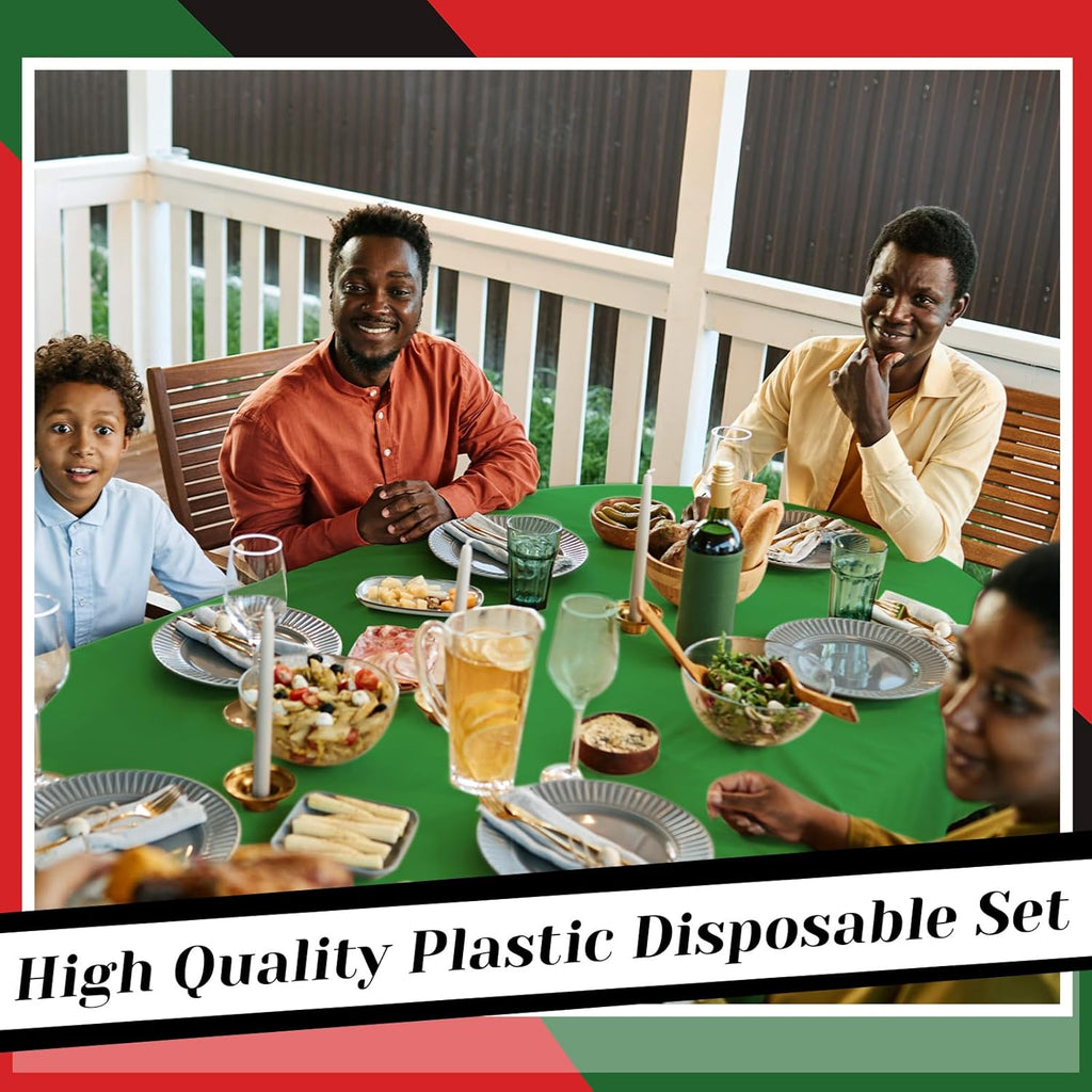 12 Pcs Juneteenth Tablecloth Disposable Red Black Green Plastic Table Cover for June 19Th African Afro American Independence Day Black History Month Festival Party Decorations, 108 X 54 Inch