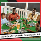 12 Pcs Juneteenth Tablecloth Disposable Red Black Green Plastic Table Cover for June 19Th African Afro American Independence Day Black History Month Festival Party Decorations, 108 X 54 Inch