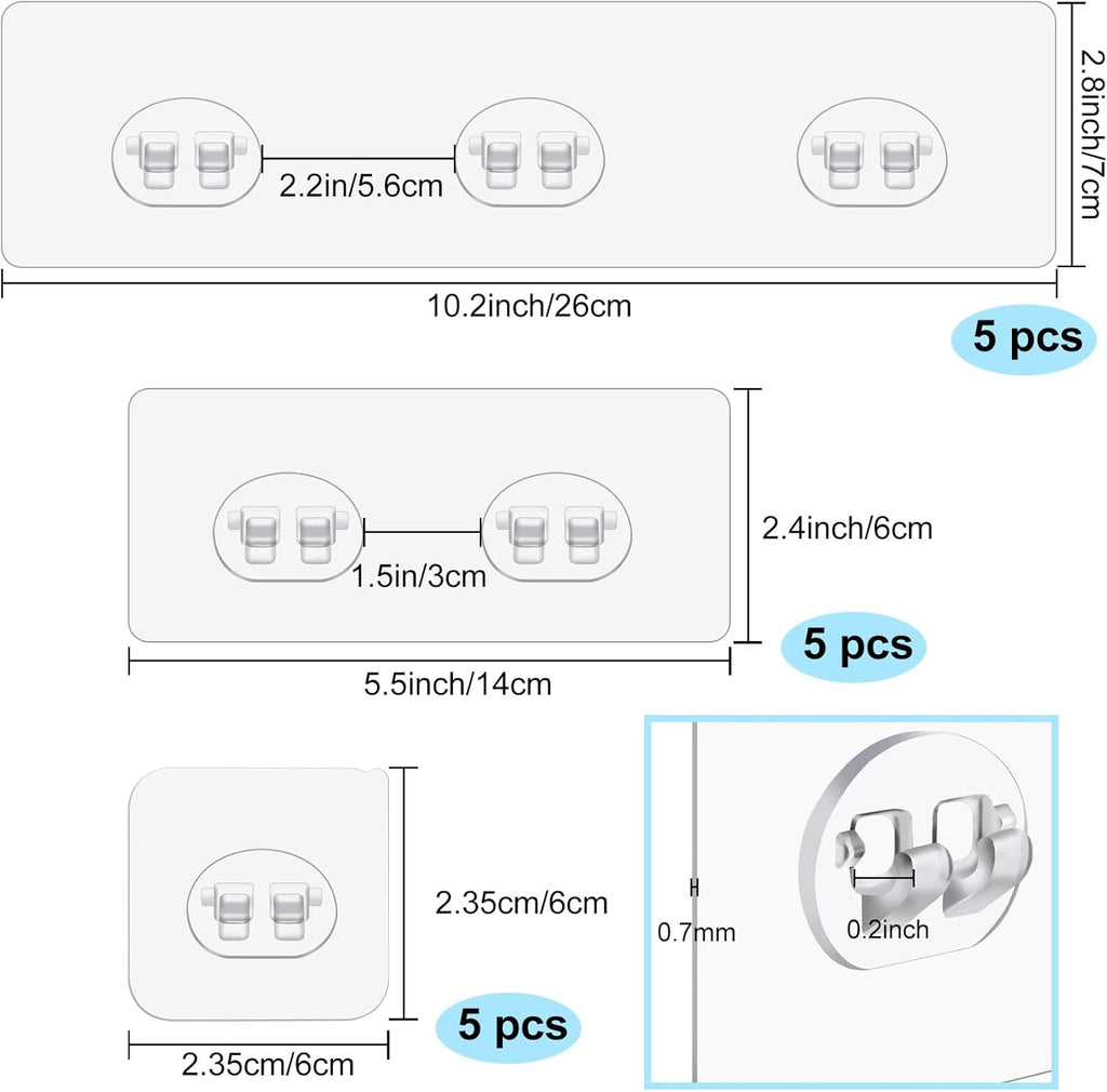 15 Pack Shower Caddy Adhesive Replacement, Shower Shelf Adhesive No Drilling, Adhesive Hooks for Showe Caddy, Soap Holder, and Kitchen Racks