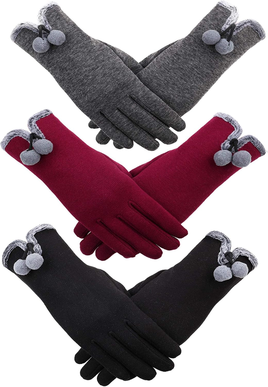 3 Pairs Women'S Winter Warm Gloves Touchscreen Gloves for Winter