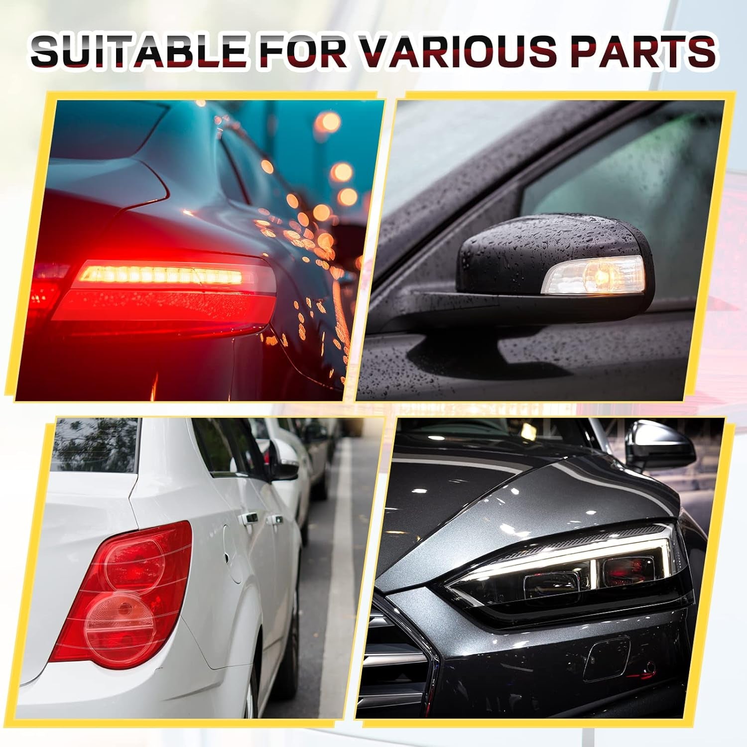 16.4 Ft X 2 Inches Self Adhesive Repair Light Tape Auto Tail Fog Lights Tint Headlight Lens (Red, Clear, Rolls)