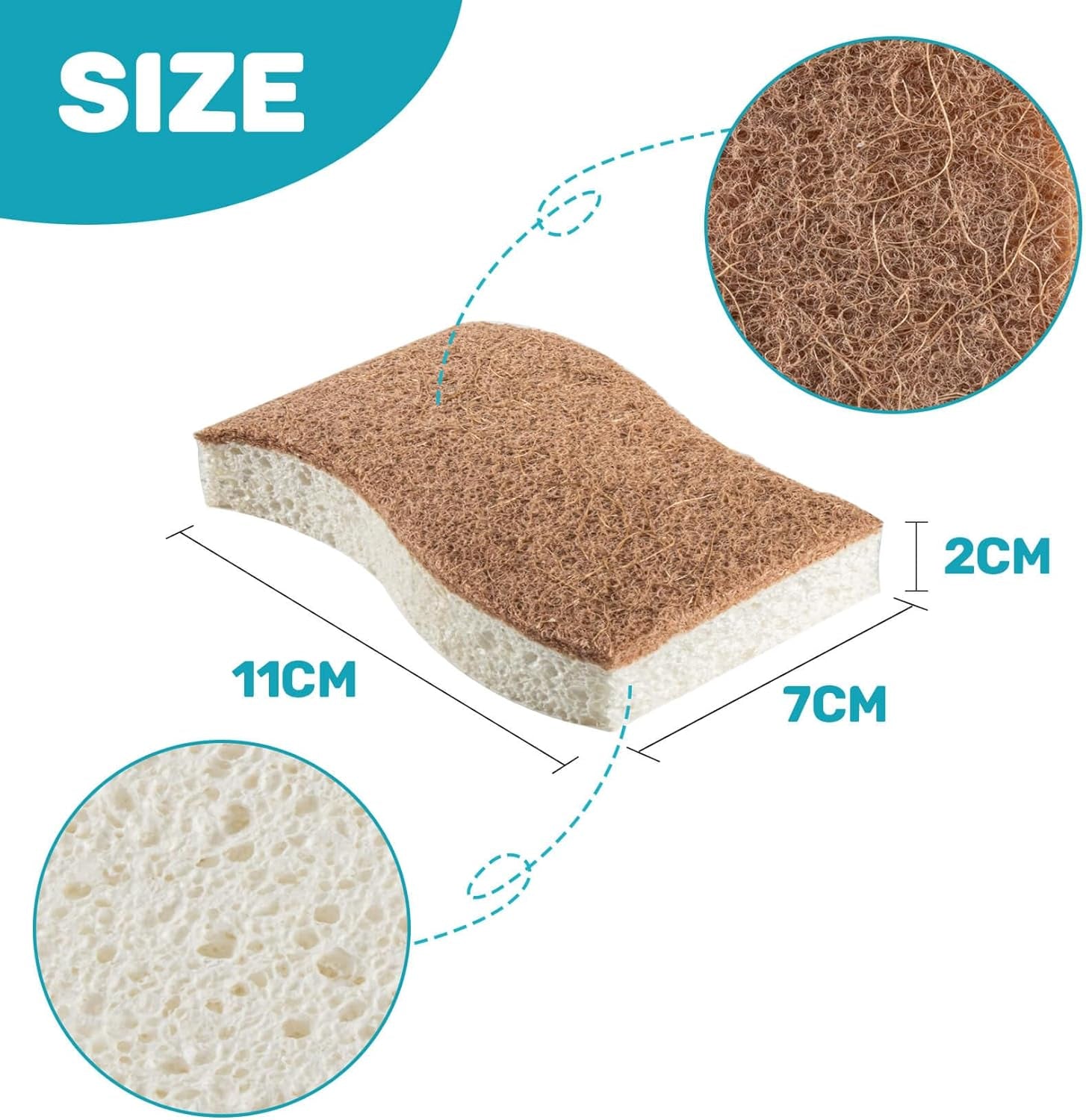 10PCS Natural Sponges for Dishes - Biodegradable Sponges Kitchen Eco Friendly Dish Sponge Non-Scratch Sponges for Cleaning Kitchen