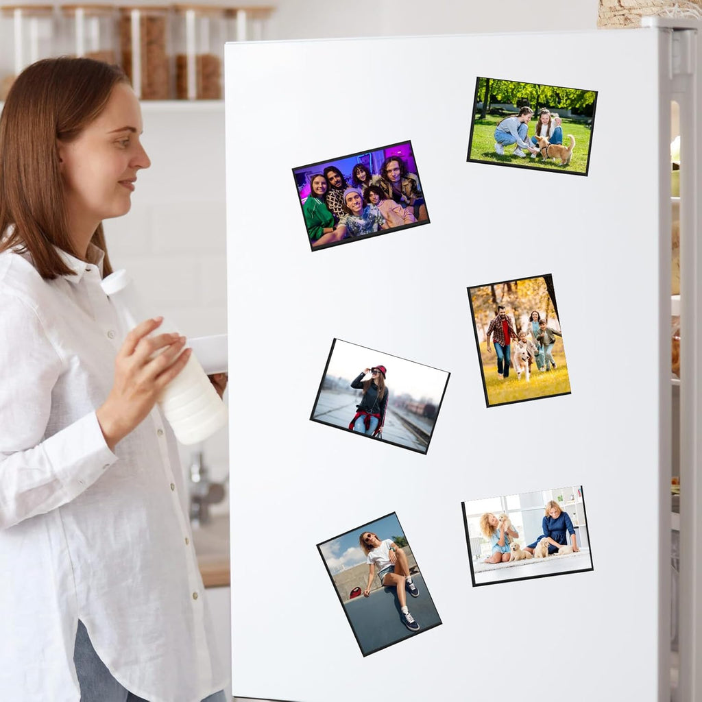12 Pack Magnetic Picture Frame, Magnetic Frame with Black Border, Magnetic Photo Frames for Refrigerator 4X6” Reusable, Refrigerator Magnets for Pictures Perfect Display Frame