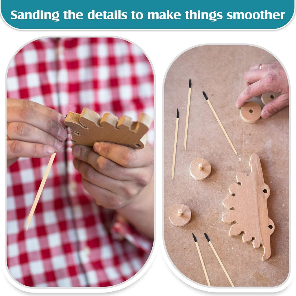 120 Pcs Sanding Sticks Include 30 Sanding Twigs 40 Polishing Sticks and 50 Matchsticks, Tools for Tight Spaces Modeling Tools for Plastic Models Wood Hobby Craft Art