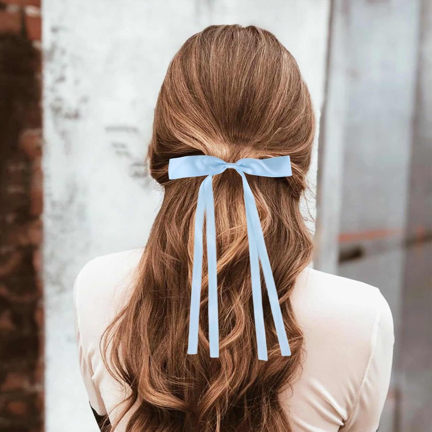 16 PCS Satin Hair Bows Clips with Long Tails | 8 Assorted Colors Satin Ribbon Accessories for Ponytails & Braids | Hair Barrettes for Women Girls