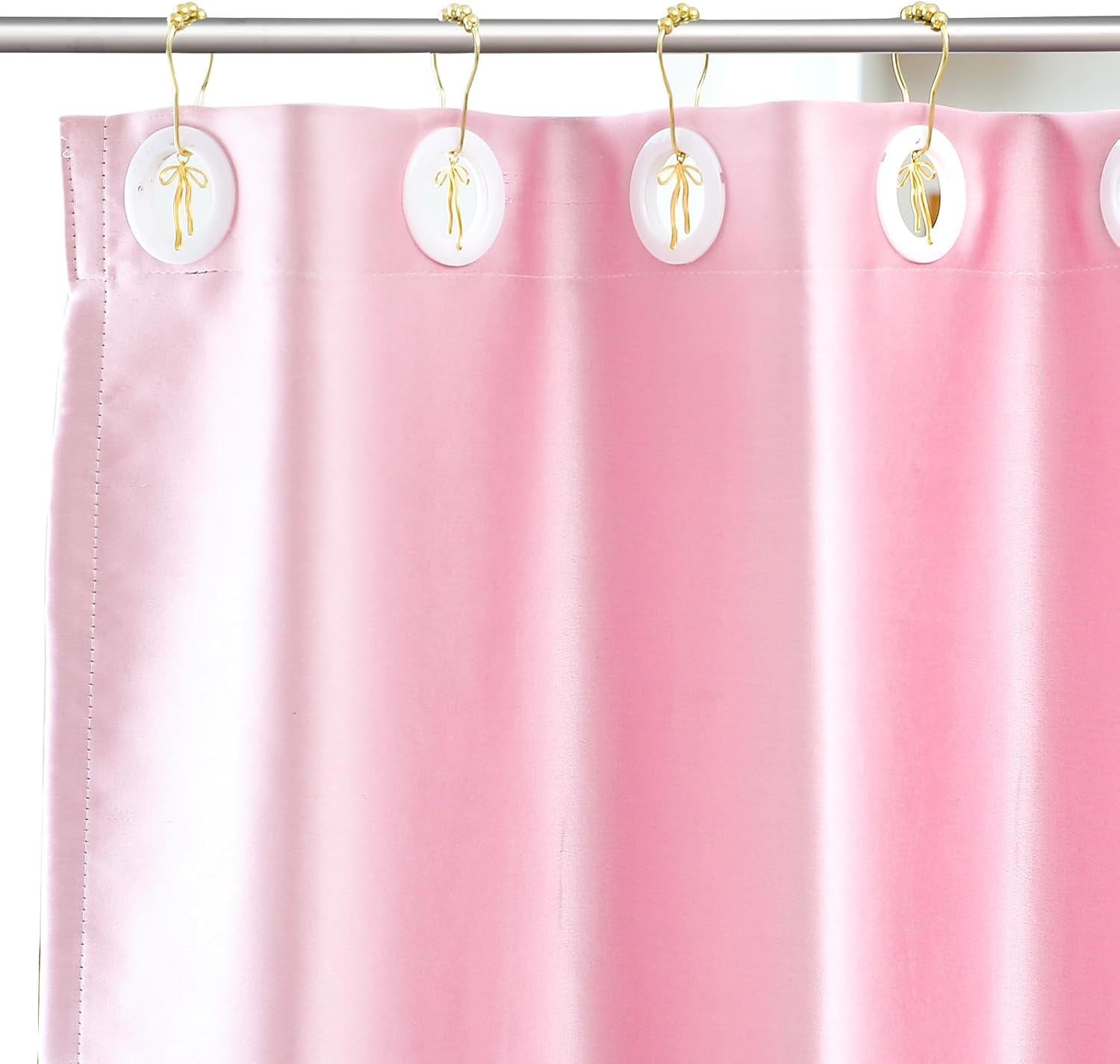 12 Pcs Gold Bow Knot Shower Curtain Hooks Rustproof Metal Decorative Bow Knot Shower Hangers Bulk Glide Curtain Rings for Bathroom Bedroom Living Room Decor