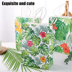 24 Pack Party Favor Bags with Handles, 5.5" X 2.8" X 8" Hawaii Luau Goodie Treat Bags for Aloha Festival Beach Theme Birthdays Pool Parties Bulk Gift Packaging Supplies