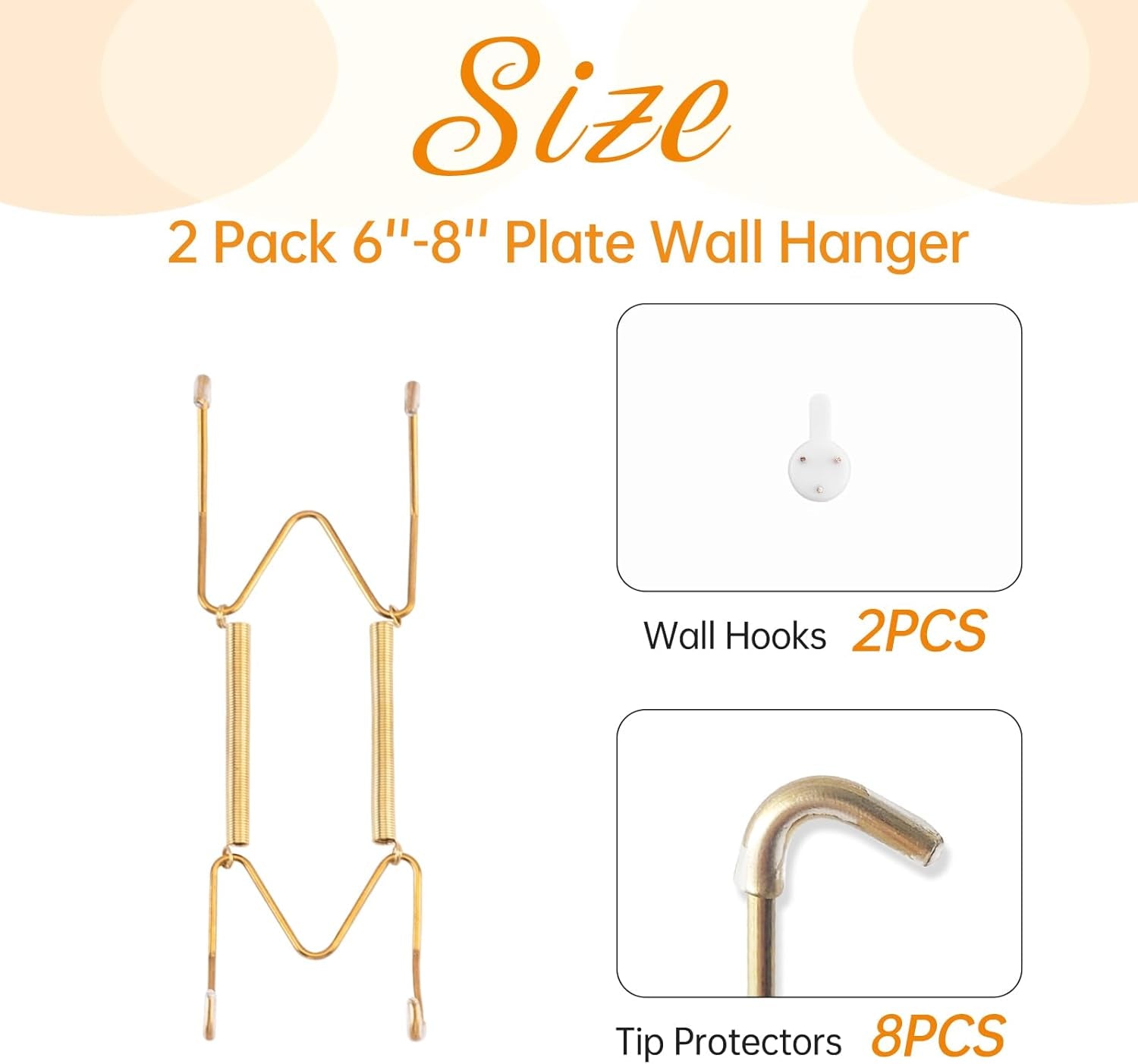 2 Pack Plate Hangers for the Wall, Suitable for 6-8 Inch Decorative Plate, Stainless Steel Invisible Heavy Duty Wire Plate Holder with Wall Hooks, Plate Hangers for Displaying Plates