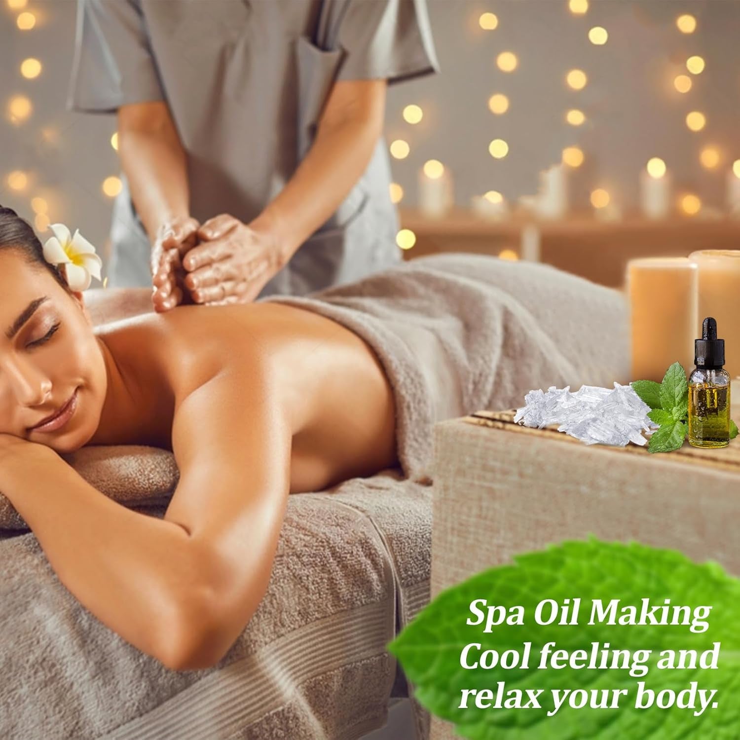 2Oz Menthol Crystal Bulk - Food Grade Menthol Crystals Organic Mentol Cristal for Shower Steamer Aromatherapy Vapo Tablet Making Colds Restore Congestion Relief Peppermint Essential Oil Making