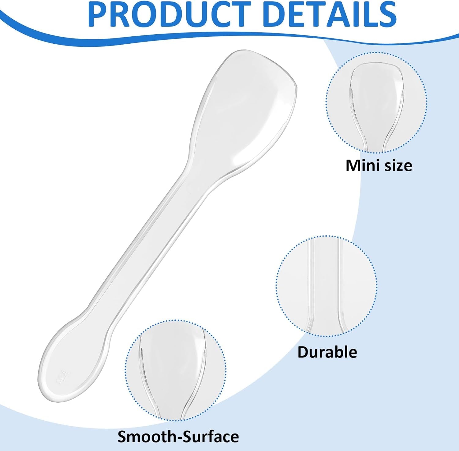 1000 Pcs Mini Clear Dessert Spoons Bulk Disposable Plastic Appetizer Spoons for Miniature Dessert Cups Sampling Summer Tasting Party Small Catering Supplies,3.9 × 0.9 Inch