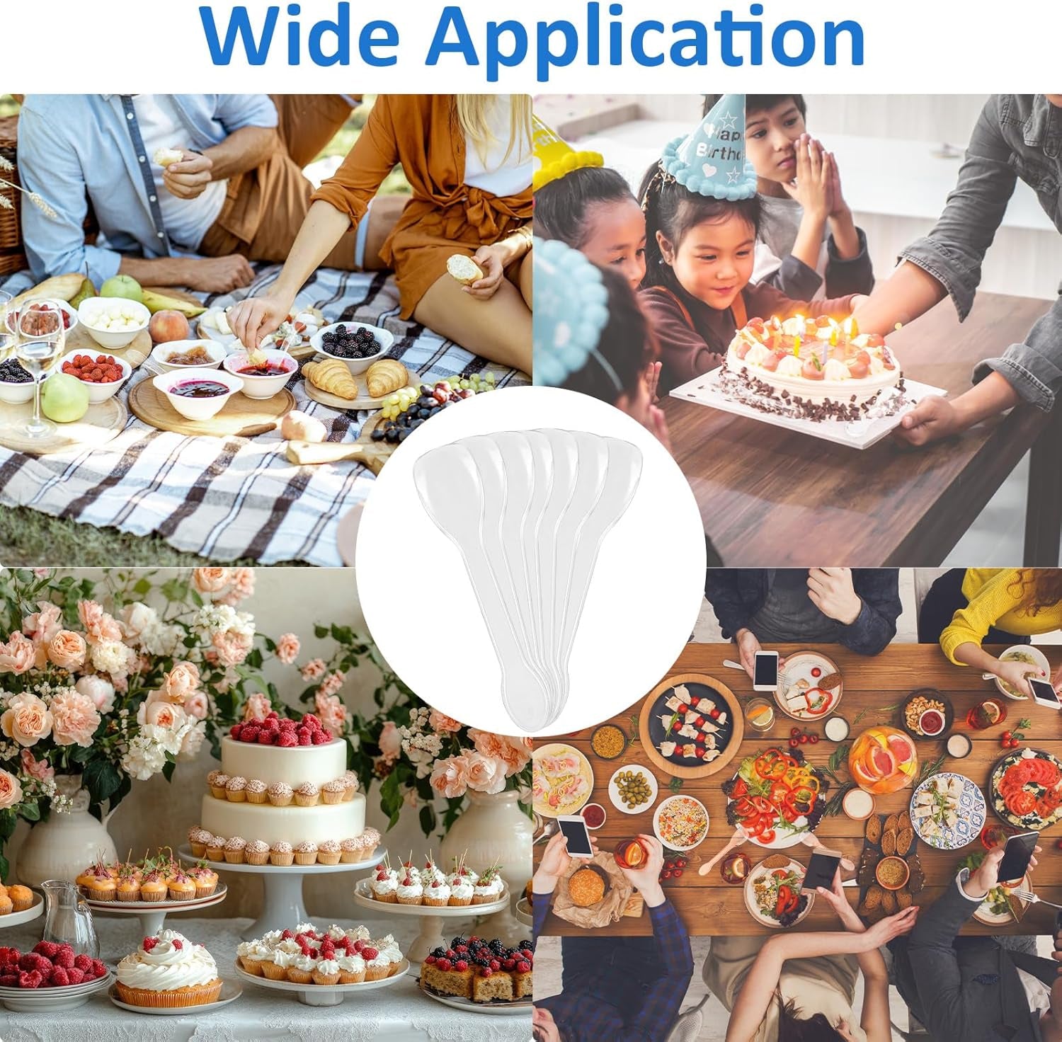 1000 Pcs Mini Clear Dessert Spoons Bulk Disposable Plastic Appetizer Spoons for Miniature Dessert Cups Sampling Summer Tasting Party Small Catering Supplies,3.9 × 0.9 Inch