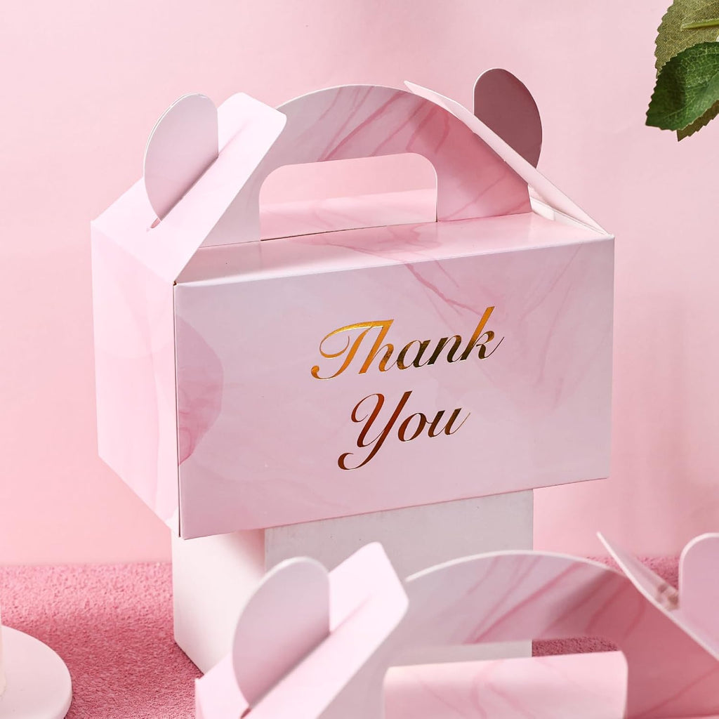 16PCS Party Favor Boxes, Mini Pink Marbleized Gift Boxes for Birthday, Wedding, Bridal Shower, 6×3.5×3.4 Inch