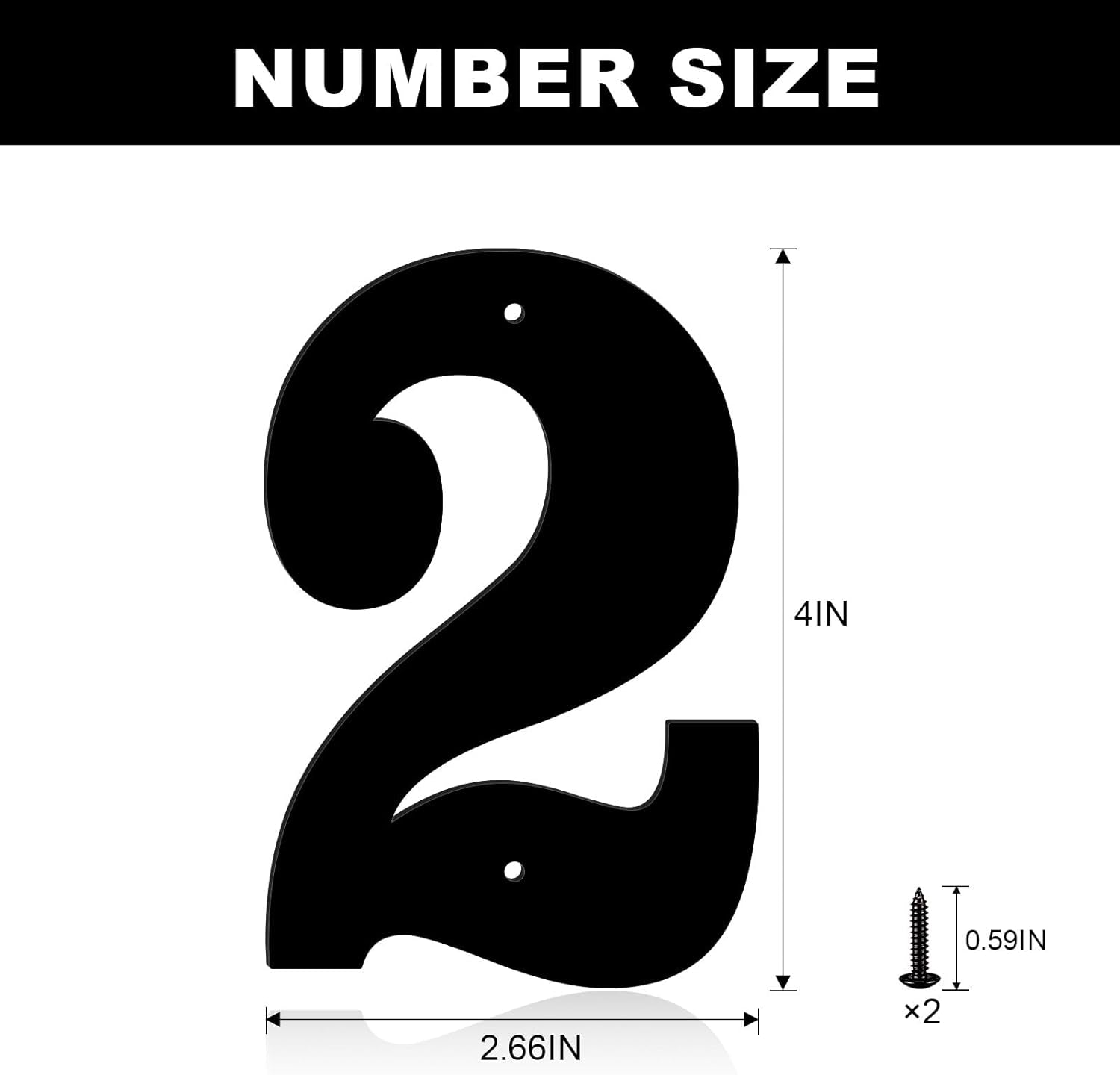 3" 4" 5" 6" 8" Metal House Numbers, House Address Letters and Numbers for outside Signs, Metal Letters Door Numbers Signage Street Address Plaque for Garden Door Mailbox Decor (Number 2)