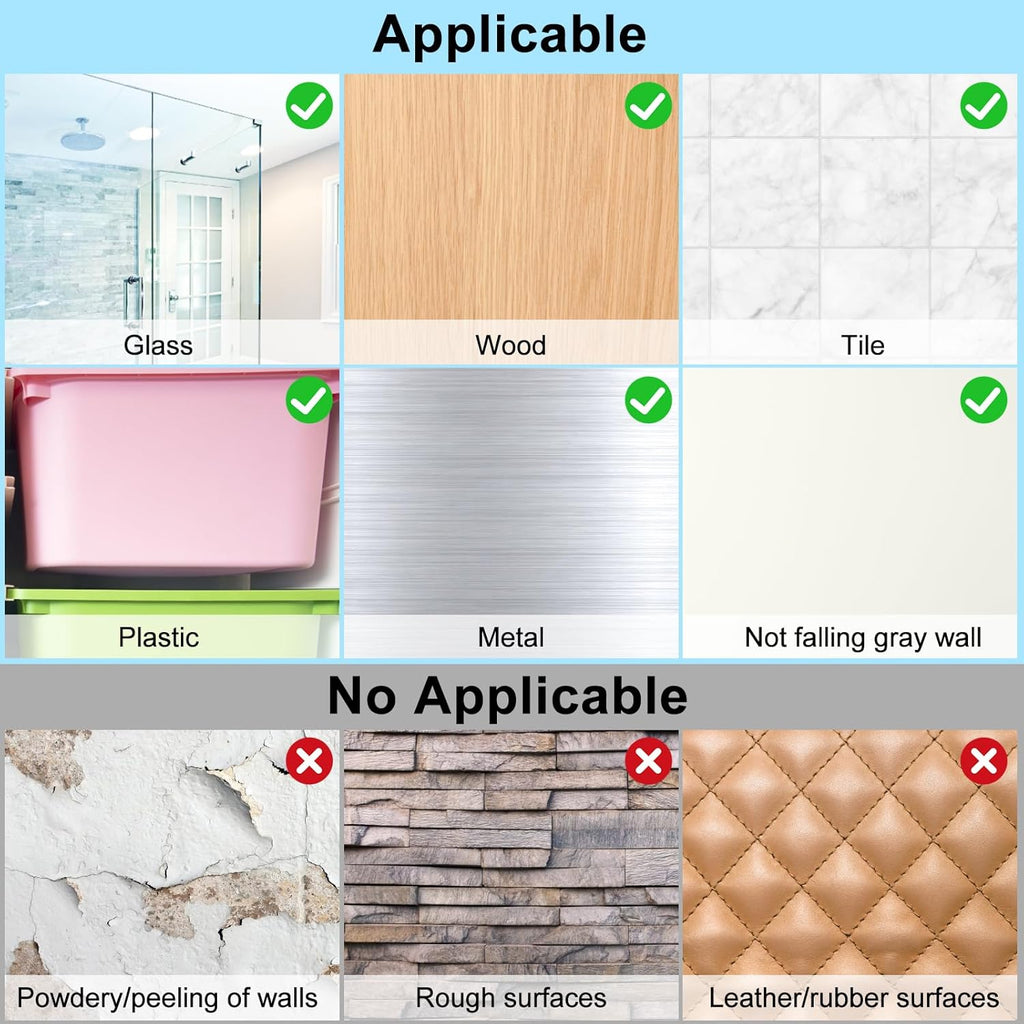 15 Pack Shower Caddy Adhesive Replacement, Shower Shelf Adhesive No Drilling, Adhesive Hooks for Showe Caddy, Soap Holder, and Kitchen Racks