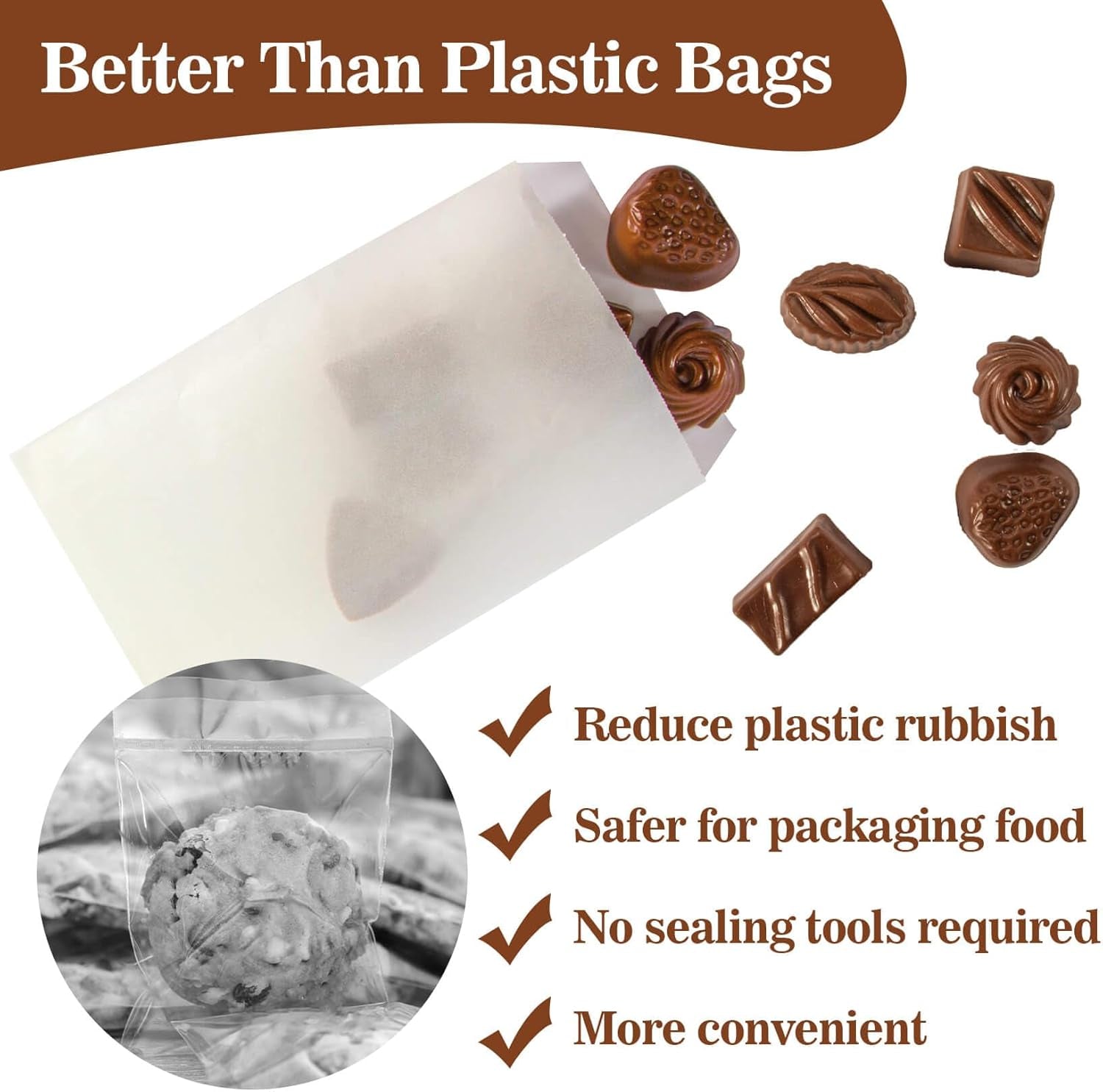 100 Glassine Wax Papper Bags - Glassine Envelopes Wax Paper Sandwich Food French Fry Bags Individual Cookie Sleeves Cake Slices Soap Bars Packaging Treat Bags Desserts Baked Goods Wrappers Bag