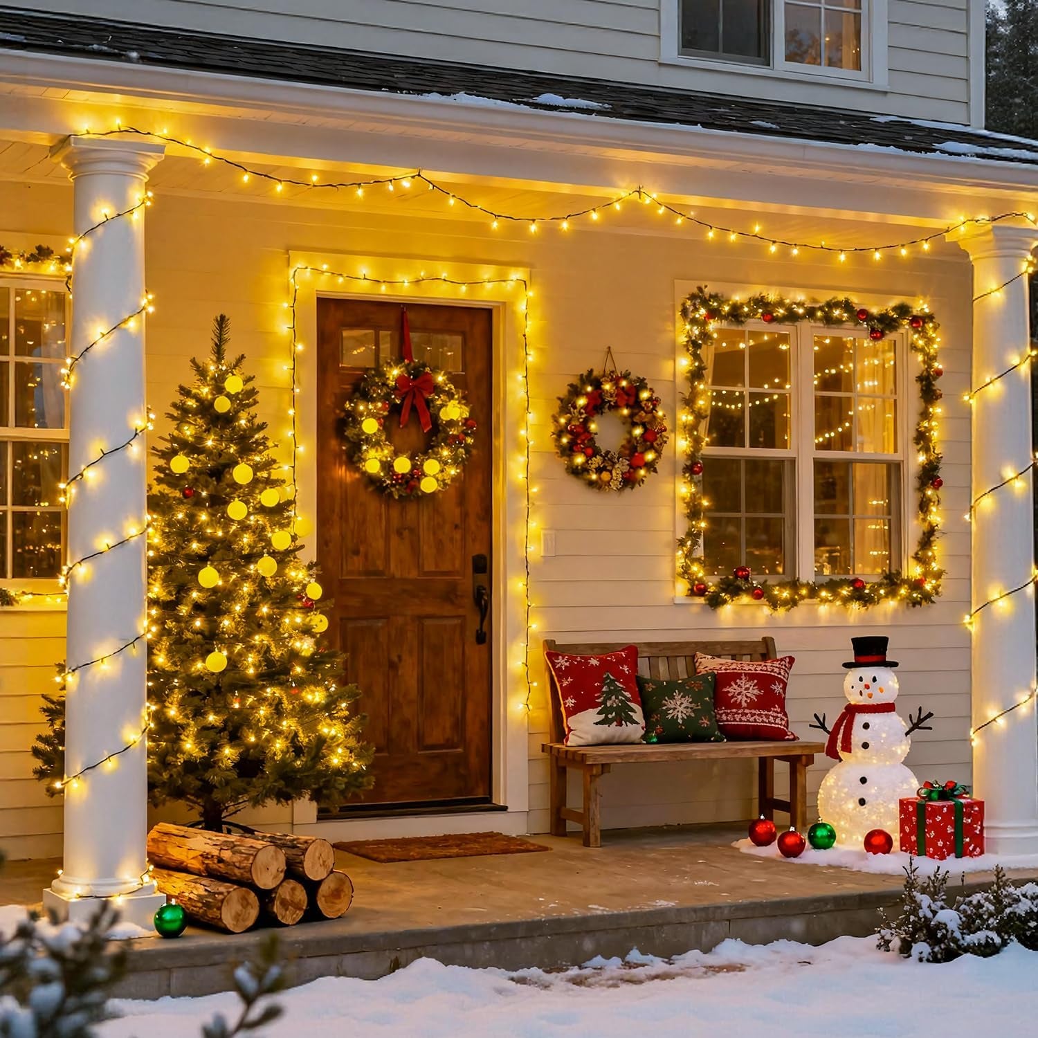 2 Pack Solar Christmas Lights Outdoor, Total 400 LED 151FT Solar String Lights Outdoor Waterproof, 8 Modes Warm White Christmas Light for outside Patio Yard Tree Garden Xmas Decorations