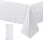 1 Piece White Rectangle Tablecloth, Thick & Durable Waterproof Plastic Table Cloth, 54X108 Inch Heavy-Duty Surface Protector, Stain Resistant Table Cover for Dining/Party/Buffet/Wedding