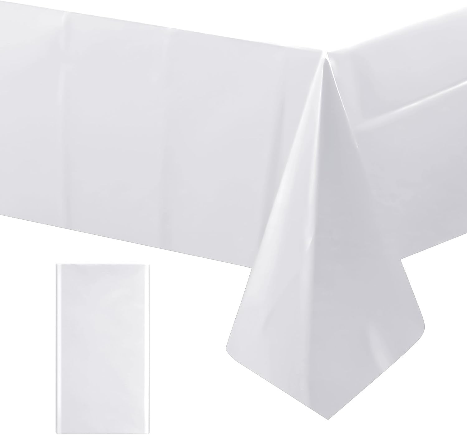 1 Piece White Rectangle Tablecloth, Thick & Durable Waterproof Plastic Table Cloth, 54X108 Inch Heavy-Duty Surface Protector, Stain Resistant Table Cover for Dining/Party/Buffet/Wedding