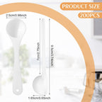 200 Pcs Teaspoon Measuring Spoons Bulk Reusable Plastic Scoop Measuring Spoons Long Handle Plastic Scoop for Cosmetics Coffee Sugar Spices Protein((5 Ml / 5 Cc/ 1 Tsp)