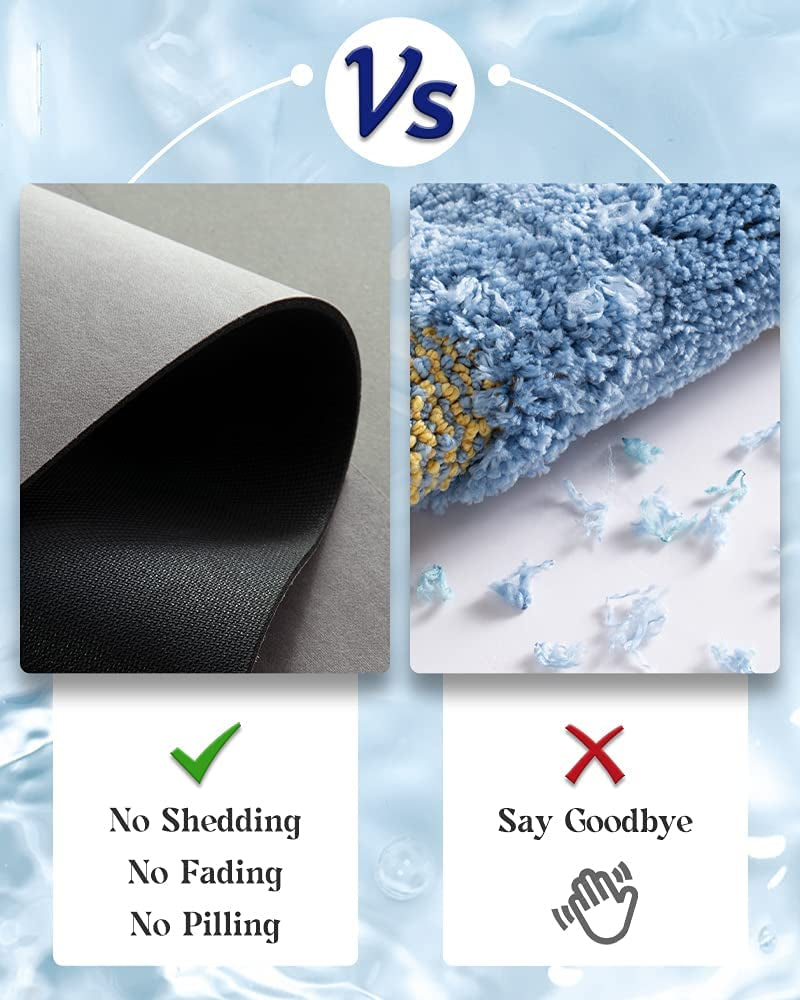 -Bath Mat-Rubber Backing Non Slipthin Bathroom Rugs Fit under Door- Quick Dry Absorbent Faux Suede Surface Grey Bathroom Floor Mats-Shower Rug for in Front of Bathtub Shower Gray 16X24