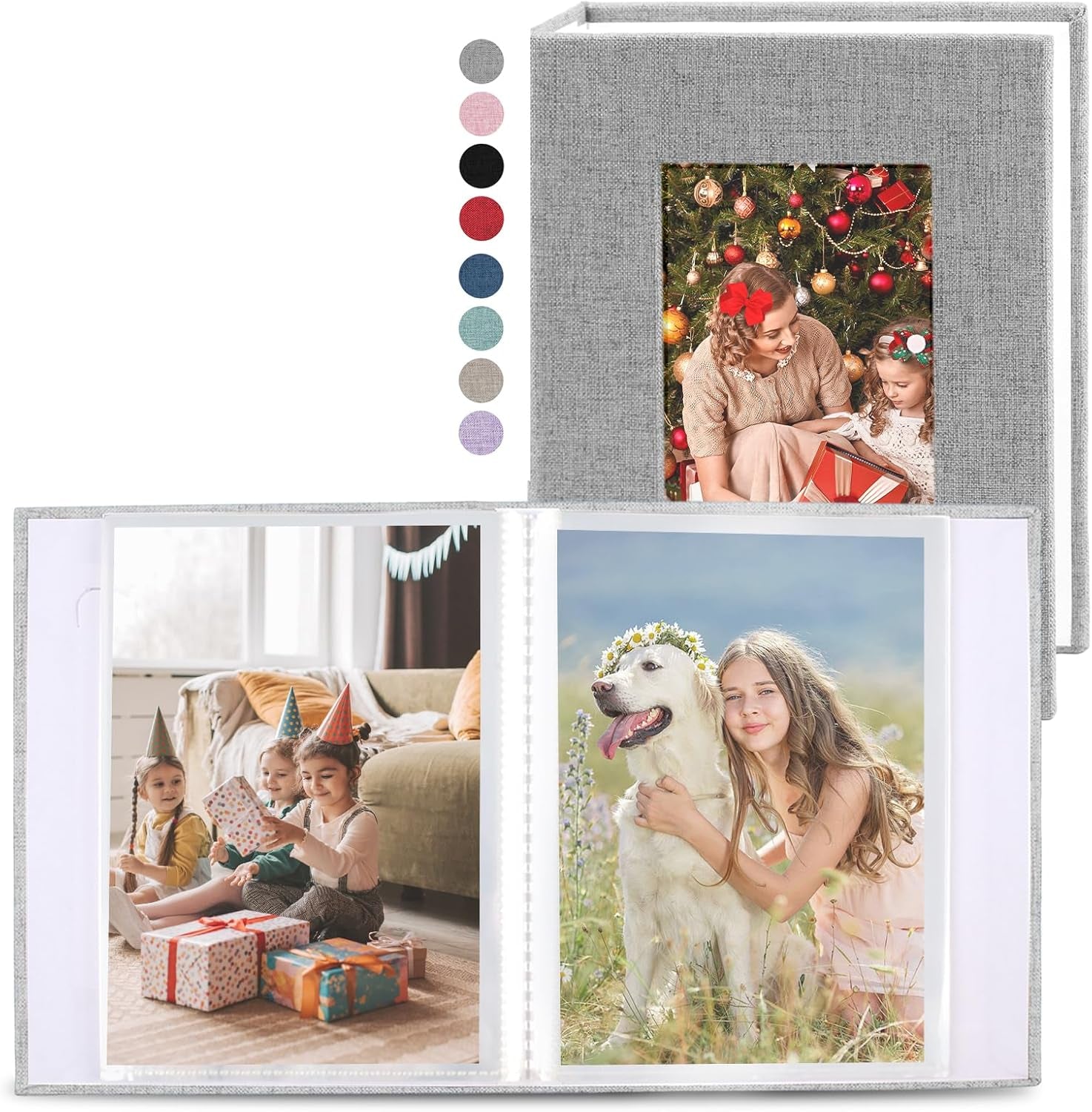 2 Pack Photo Album 4X6, Linen Cover Photo Book, Small Photo Album Book for 36 Pockets Hold 72 Pictures, Picture Book for Photos Family Anniversaries Baby Vacations（Gray)