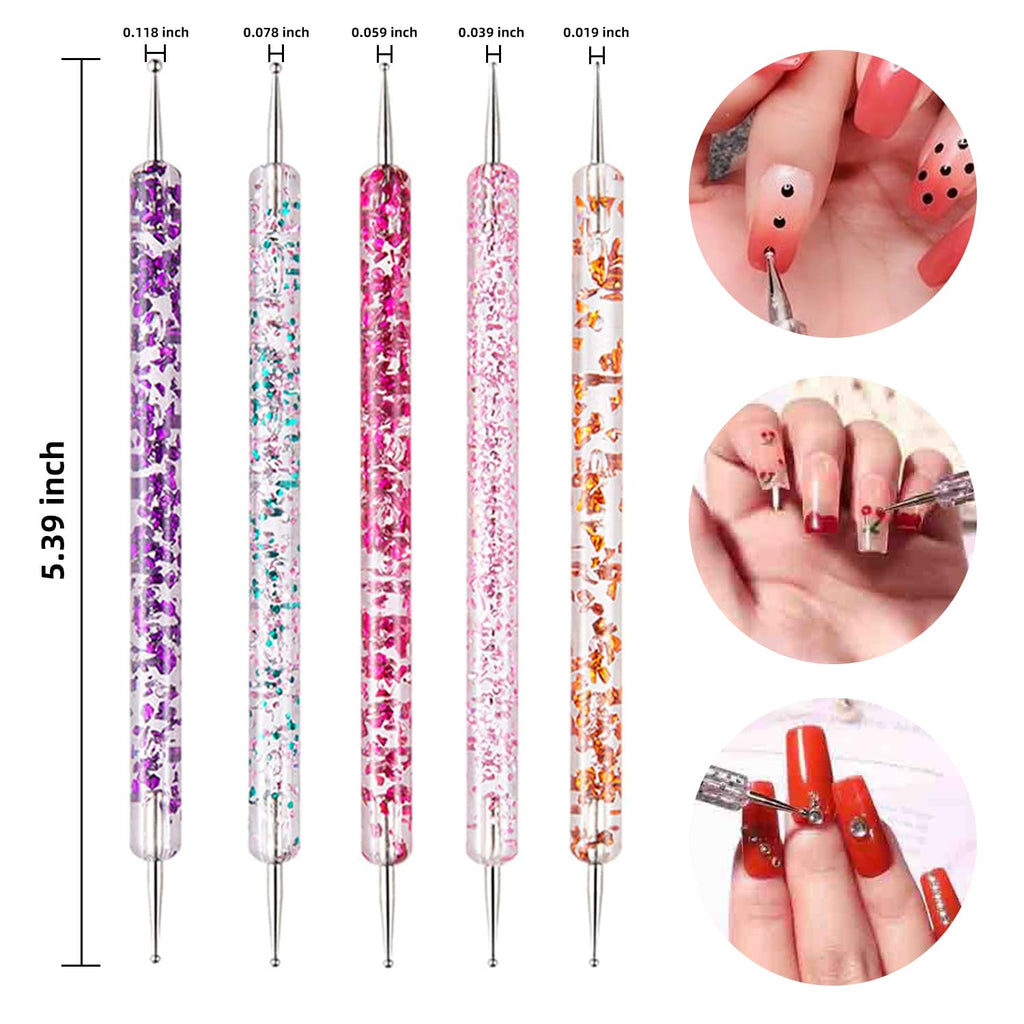 10PCS Nail Art Gel Carving Pen Acrylic Dotting Pen Rhinestone Handle Double-Ended Silicone Brushes for Design Nail Foil Carving Drawing and 3D Effect Shaping Drawing Dotting Tools