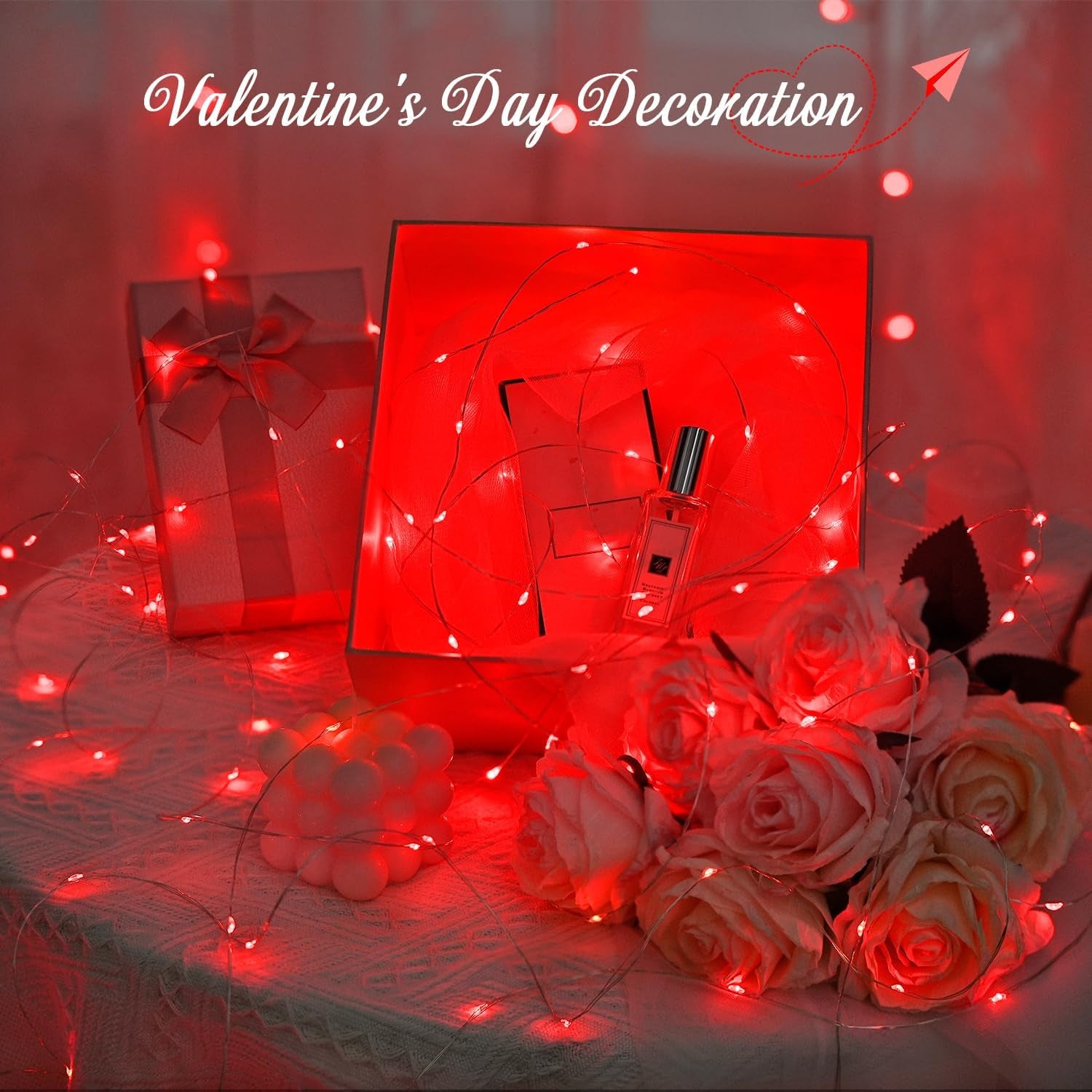 200 LED Red Fairy Lights, 66 Ft 8 Modes Red Christmas Lights Indoor Plug in with Wheel, Remote Control Twinkle String Light Outdoor for Christmas Decor