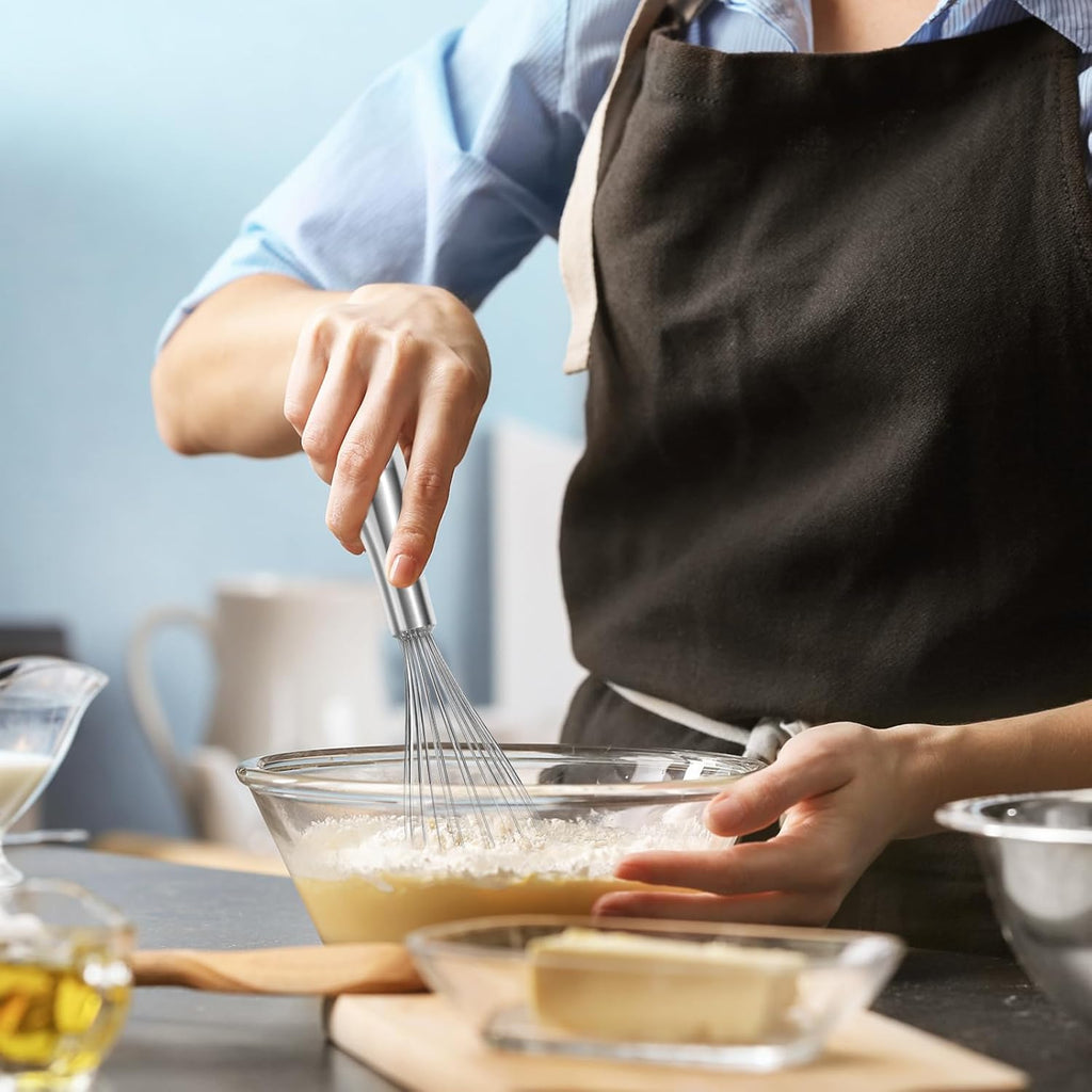 18/10 Stainless Steel Whisk, Ergonomic Handle, Dishwasher Safe Metal Whisk, Professional Whisk for Kitchen Cooking, Perfect for Blending, Whisking, Baking, and Beating, 10-Inch Wire Wisk