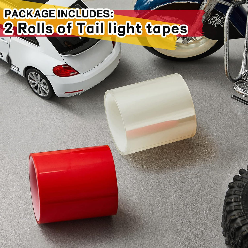 16.4 Ft X 2 Inches Self Adhesive Repair Light Tape Auto Tail Fog Lights Tint Headlight Lens (Red, Clear, Rolls)
