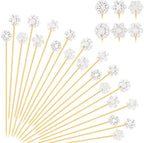 100 Christmas Snowflake Cocktail Picks, 6 Kind of Fancy Christmas Toothpicks for Appetizers, 4.7 in Bamboo Charcuterie Skewers Food Sticks for Winter Snow Frozen Decorations Christmas Party Supplies