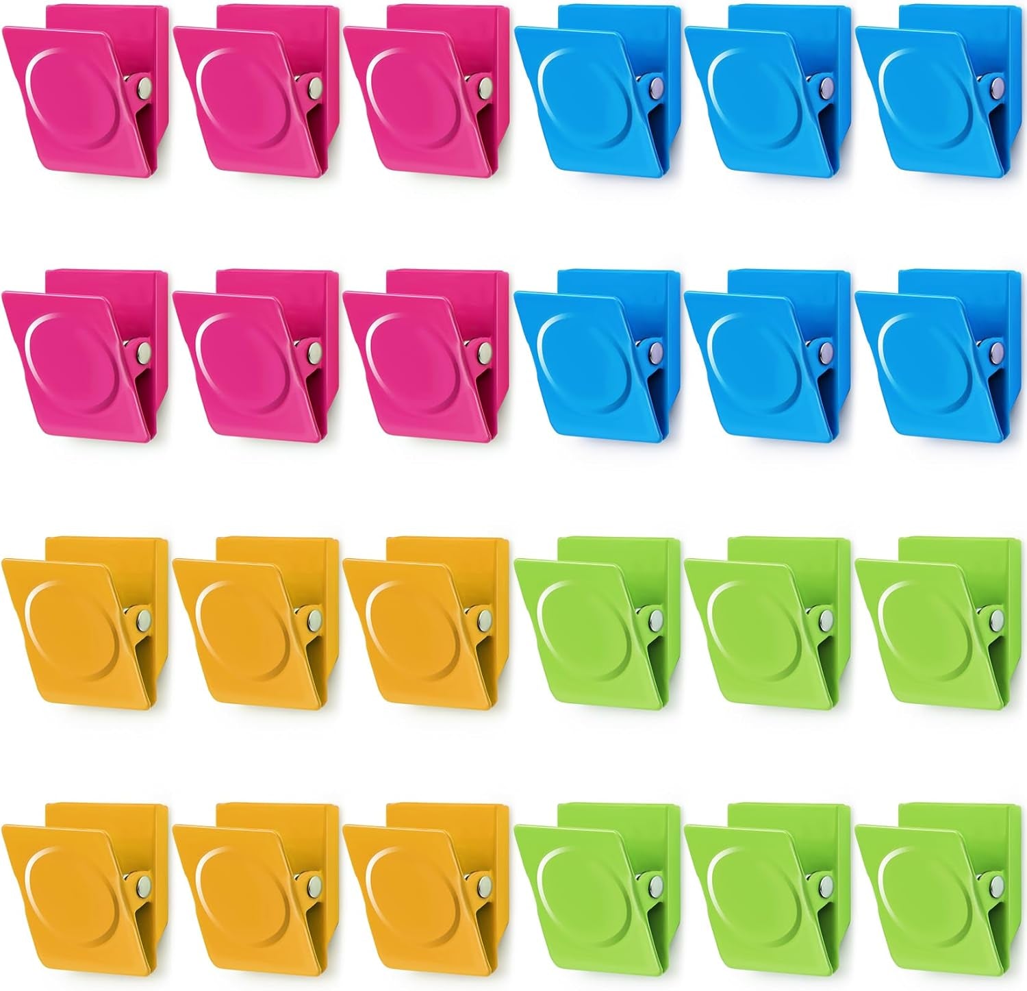 24 Pcs Strong Magnetic Clips, Fridge Magnets Metal Clips, Whiteboard Magnets Refrigerator Magnets, Assorted Colors Heavy Duty Clip Magnets for Photo Display, Home, Office, Classroom