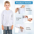 10 Pcs Kids Disposable Lab Coats White Science Coats Bulk for Child with Elastic Knit Cuffs and Front Snap Fastener