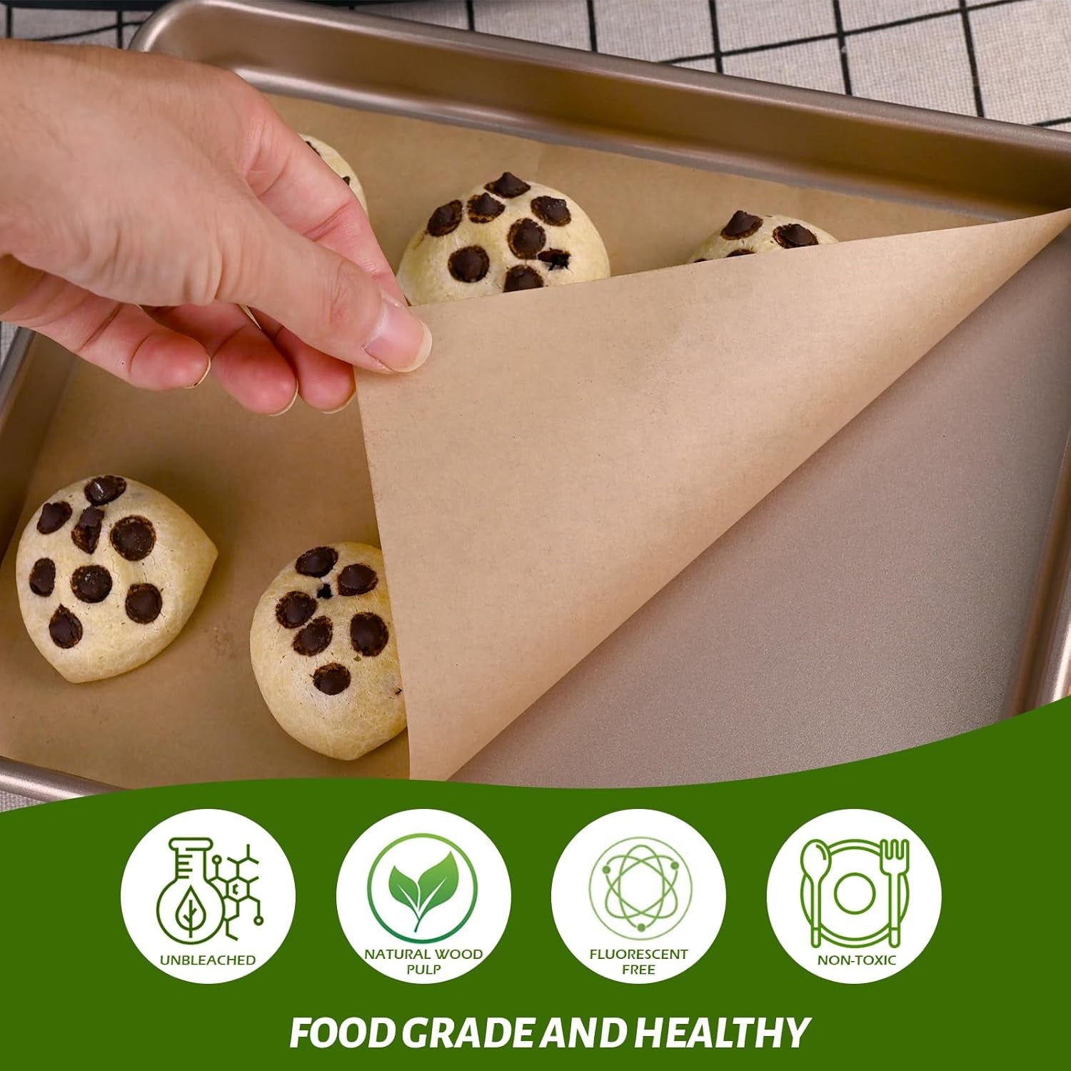 100Pcs Unbleached Parchment Paper for Baking, 8 X 12 Inch Precut Heavy Duty Parchment Paper Sheets for Cooking, Grilling, Air Fryer and Oven