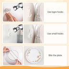 14 Pcs Plate Hangers for Wall - 8/10/12/14/16 Inch Invisible Plates Hanger, Stainless Steel Plate Holders with 14 Pieces Wall Hooks for 7.5 to 19.5 Inch Decorative Plates and Arts (Silver)