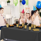 202 Pieces Disposable Plastic Dinnerware Set, Plastic Cutlery Set Includes 25 of Each Dinner Plates|Dessert Plates|Cups|Napkins|Straws|Spoons, Forks & Knives (Black & Gold, 202PCS（25 Guests）)