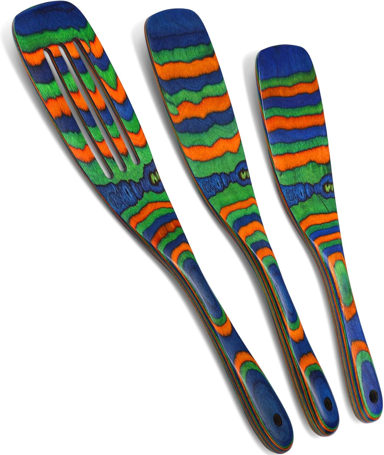 3 Pcs Wooden Spoons for Cooking Pakkawood Kitchen Utensils Set Wooden Cooking Spurtles Wood Serving Spatula Spoon Safe for Christmas Non Stick Cookware Housewarming Kitchen Souvenir Gift