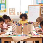 24 Pack Kraft Paper Bags with Stickers, 4 Styles Party Favor Bags for Christmas, Weddings, Birthdays, Retail, Lunch Treats