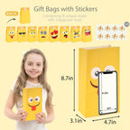 24 Pack Funny Gift Bags with Stickers, 4.7X3.1X8.7 Inch Party Favor Bags for Candy Wrapping, Birthdays, Giveaways, Celebration Supplies