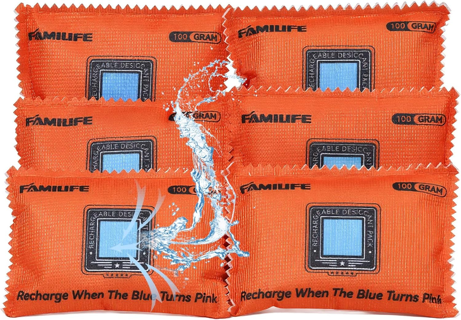 100G Rechargeable Desiccant Packs for Storage, Reusable Dehumidifier Bags Color Indicating Silica Gel Packets Portable Moisture Absorbers for Storage Bins, Car, Closet, Gun Safe, Electronics